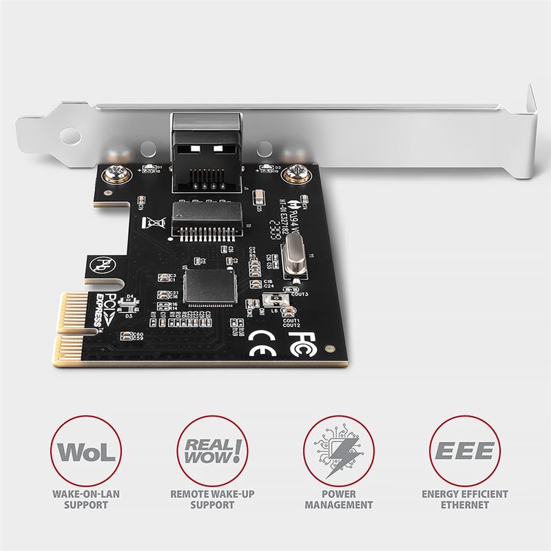 AXAGON PCIe - Gigabit Ethernet adapter Realtek 8111L w SP LP