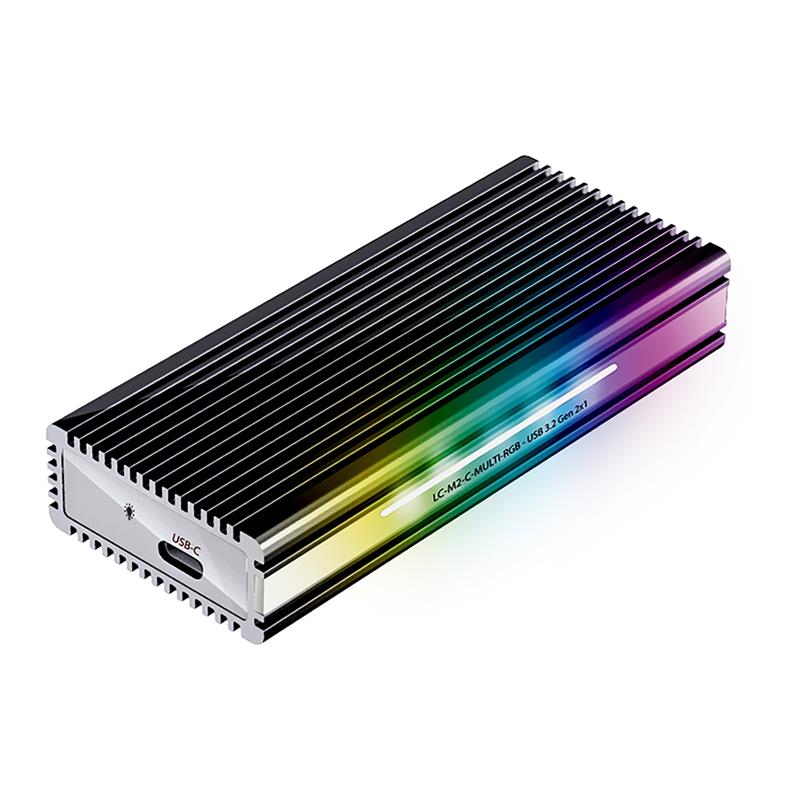 LC-Power LC-M2-C-MULTI-RGB M 2 SSD enclosure NVMe SATA USB 3 2 Gen 2x1 RGB LED black