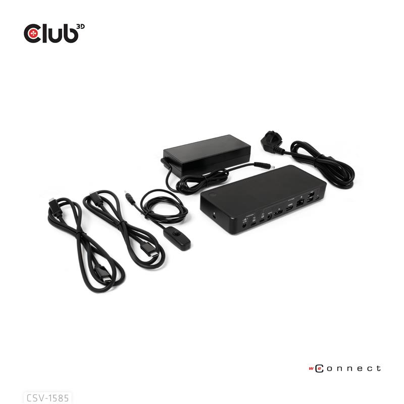 CLUB3D DisplayPort/HDMI KVM Switch/Dock 4K60Hz For USB Type-C inputs