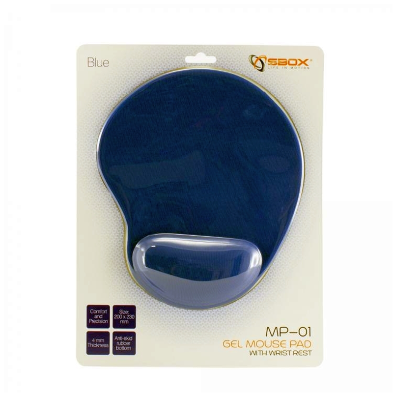 Sbox Muismat met ergonomische polsondersteuning MP-01 Blauw