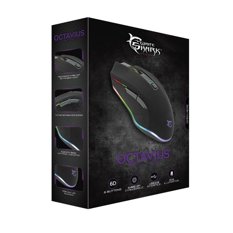 White Shark Octavius RGB Gaming muis GM-5002 -6400 dpi