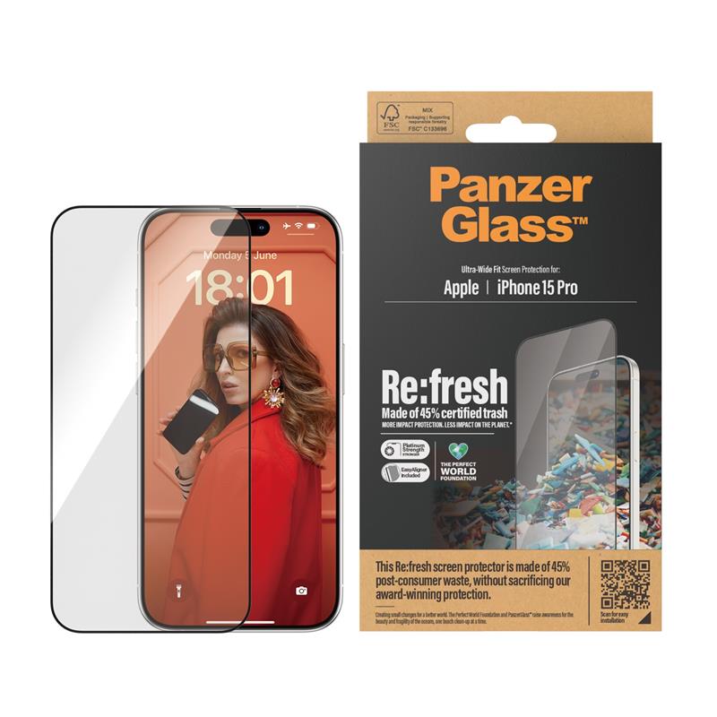 PanzerGlass Screen Protector iPhone 2023 6.1 Pro Ultra-Wide Fit w. EasyAligner Doorzichtige schermbeschermer Apple 1 stuk(s)