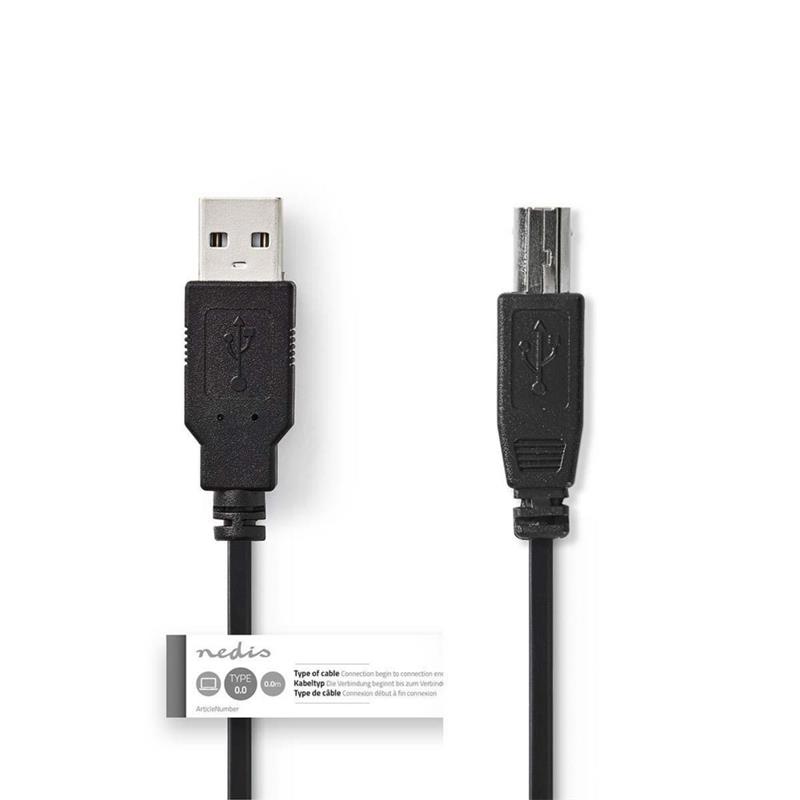 Nedis USB-kabel 2 m USB 2 0 USB A USB B Zwart