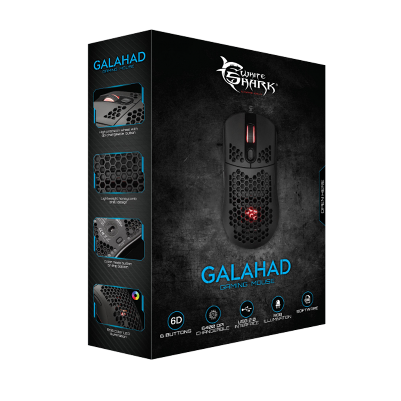 White Shark gaming muis galahad - 6400 DPI - zwart - RGB