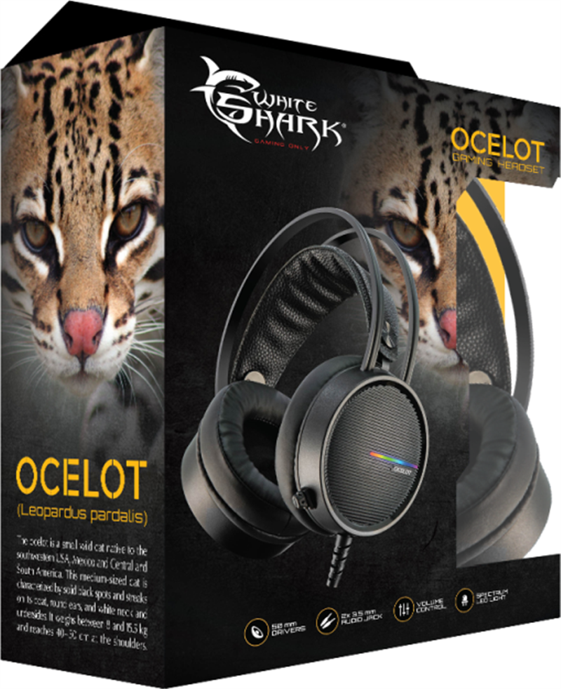 White Shark OCELOT GH-2042 PC Gaming Headset met LED verlichting - Zwart