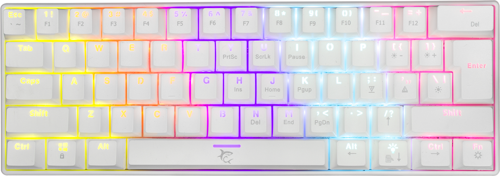 White Shark SHINOBI GK-2022 TKL Gaming toetsenbord met LED verlichting en Outemu blauwe mechanische switches US Layout - Wit