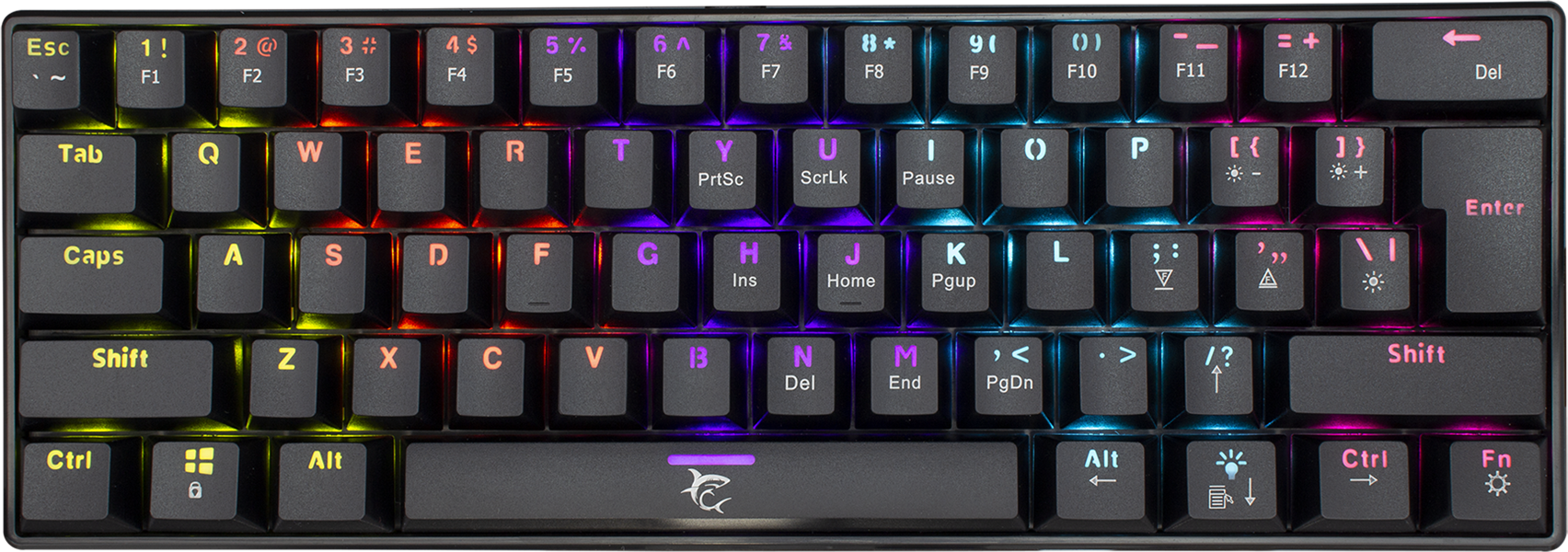 White Shark SHINOBI GK-2022 TKL Gaming toetsenbord met LED verlichting en Outemu Rode mechanische switches US Layout - Zwart