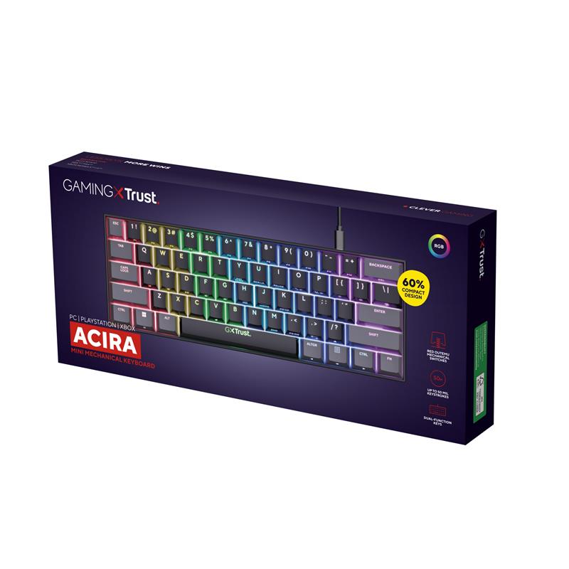 Trust GXT 867 Acira toetsenbord USB QWERTY Amerikaans Engels Zwart