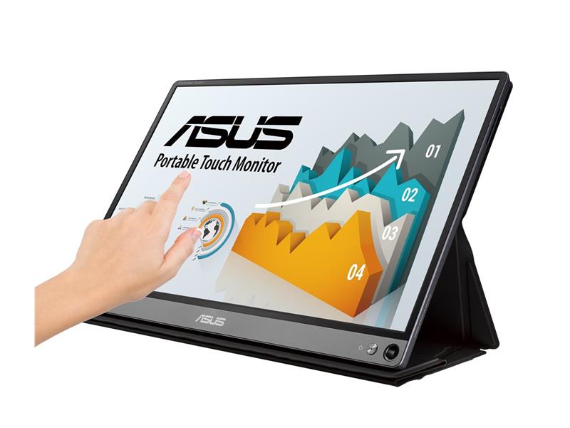ASUS MB16AMT touch screen-monitor 39,6 cm (15.6"") 1920 x 1080 Pixels Zwart, Grijs Multi-touch Multi-gebruiker