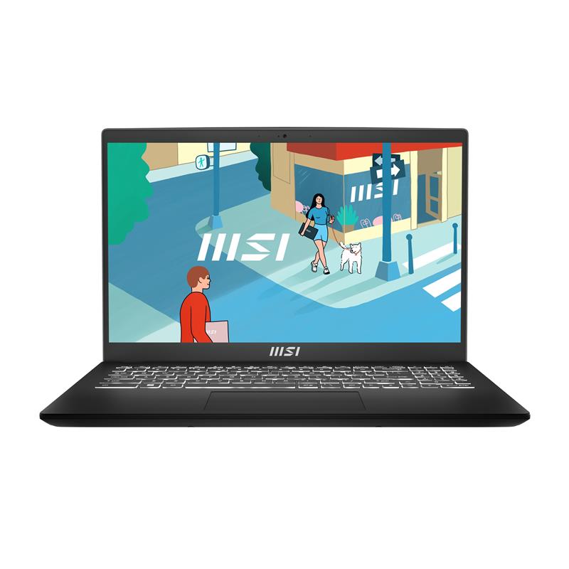 MSI Modern 15 B12M-415BE Laptop 39,6 cm (15.6"") Full HD Intel® Core™ i5 i5-1235U 8 GB DDR4-SDRAM 512 GB SSD Wi-Fi 6 (802.11ax) Windows 11 Zwart