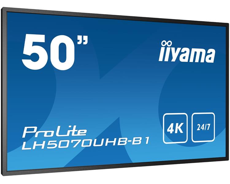 iiyama LH5070UHB-B1 beeldkrant Digitale signage flatscreen 125,7 cm (49.5"") VA 700 cd/m² 4K Ultra HD Zwart Type processor Android 9.0 24/7