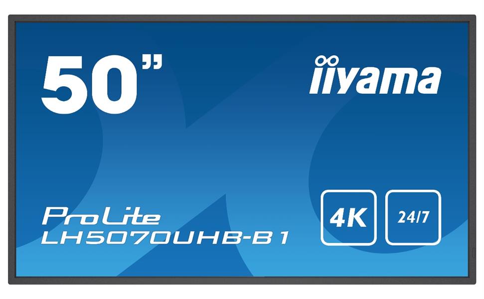 iiyama LH5070UHB-B1 beeldkrant Digitale signage flatscreen 125,7 cm (49.5"") VA 700 cd/m² 4K Ultra HD Zwart Type processor Android 9.0 24/7