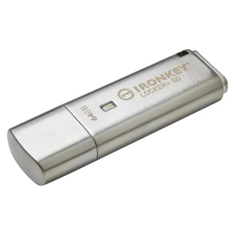 Kingston Technology IronKey Locker 50 USB flash drive 64 GB USB Type-A 3 2 Gen 1 3 1 Gen 1 Zilver