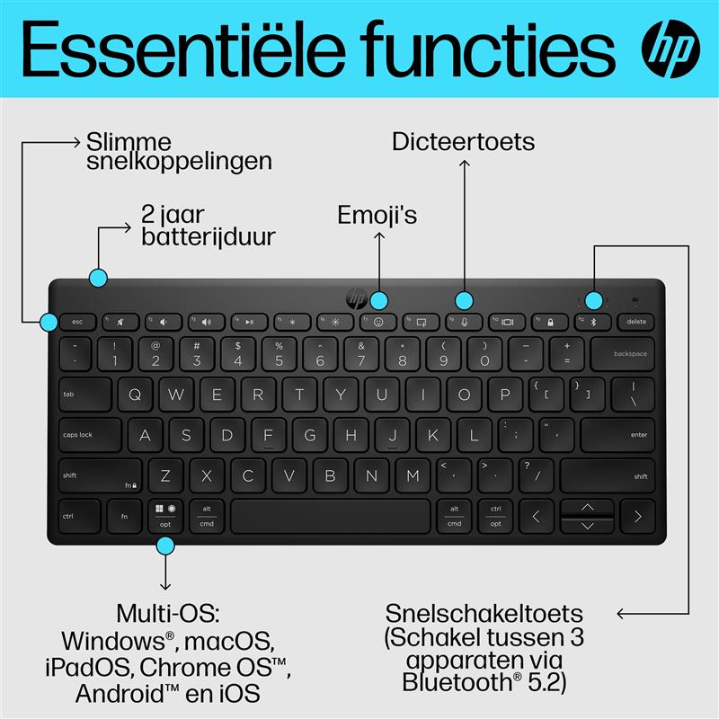 HP 350 Compact Multi-Device Bluetooth Keyboard