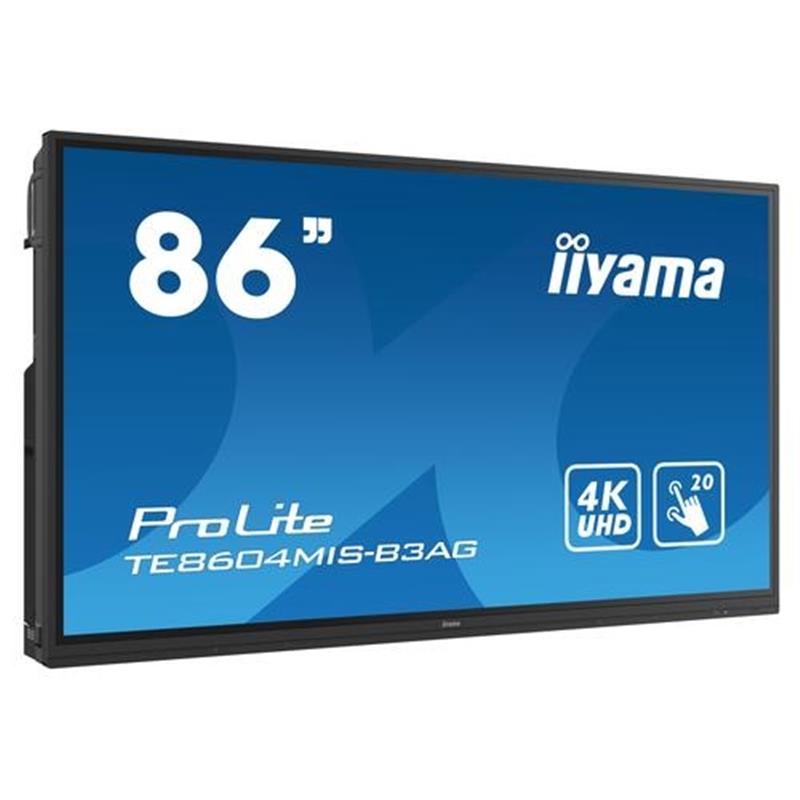 iiyama TE8604MIS-B3AG interactive whiteboards & accessories 2,18 m (86"") 3840 x 2160 Pixels Touchscreen Zwart