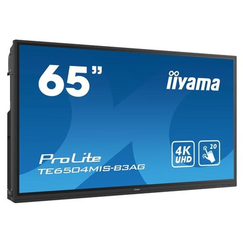iiyama TE6504MIS-B3AG interactive whiteboards & accessories 165,1 cm (65"") 3840 x 2160 Pixels Touchscreen Zwart