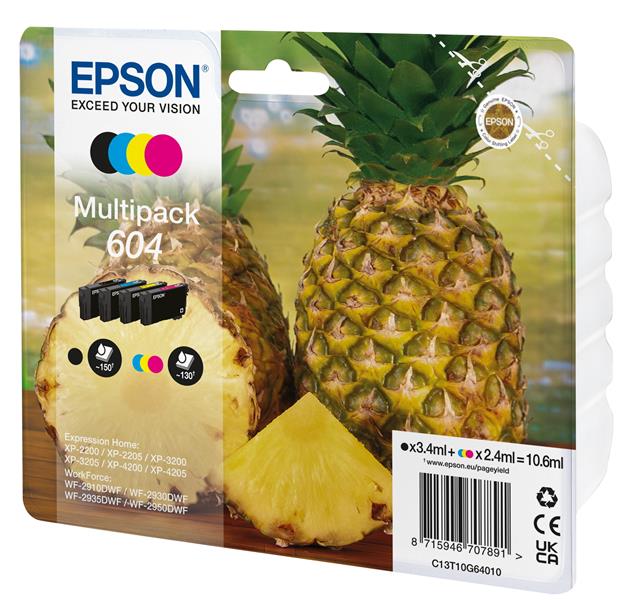 Epson 604 inktcartridge 4 stuk(s) Origineel Normaal rendement Zwart, Cyaan, Magenta, Geel