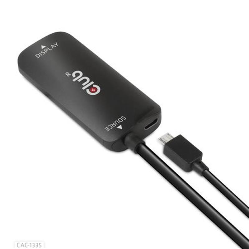 CLUB3D HDMI Micro USB to DisplayPort tm 4K120Hz or 8K30Hz M F Active Adapter