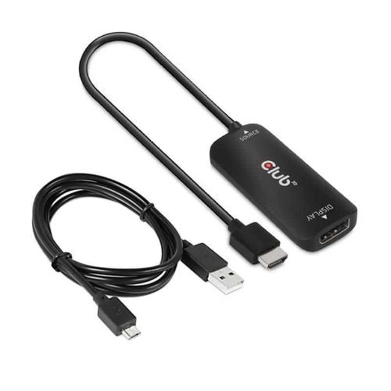 CLUB3D HDMI + Micro USB to DisplayPort™ 4K120Hz or 8K30Hz M/F Active Adapter