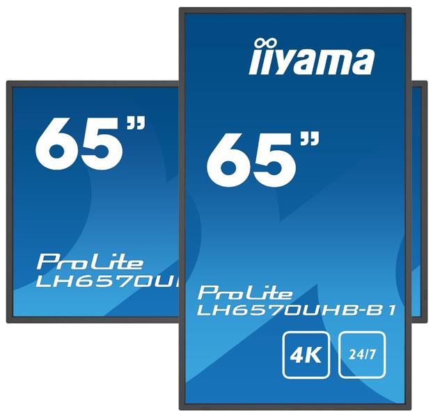 iiyama LH6570UHB-B1 beeldkrant Digitale signage flatscreen 163,8 cm (64.5"") VA 700 cd/m² 4K Ultra HD Zwart Type processor Android 9.0 24/7