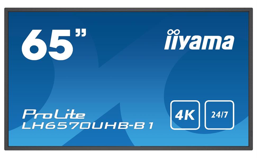 iiyama LH6570UHB-B1 beeldkrant Digitale signage flatscreen 163,8 cm (64.5"") VA 700 cd/m² 4K Ultra HD Zwart Type processor Android 9.0 24/7