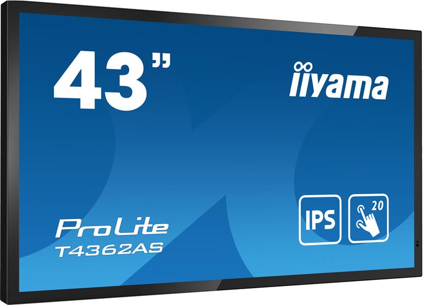 iiyama T4362AS-B1 beeldkrant Interactief flatscreen 108 cm (42.5"") IPS 500 cd/m² 4K Ultra HD Zwart Touchscreen Type processor Android 8.0 24/7