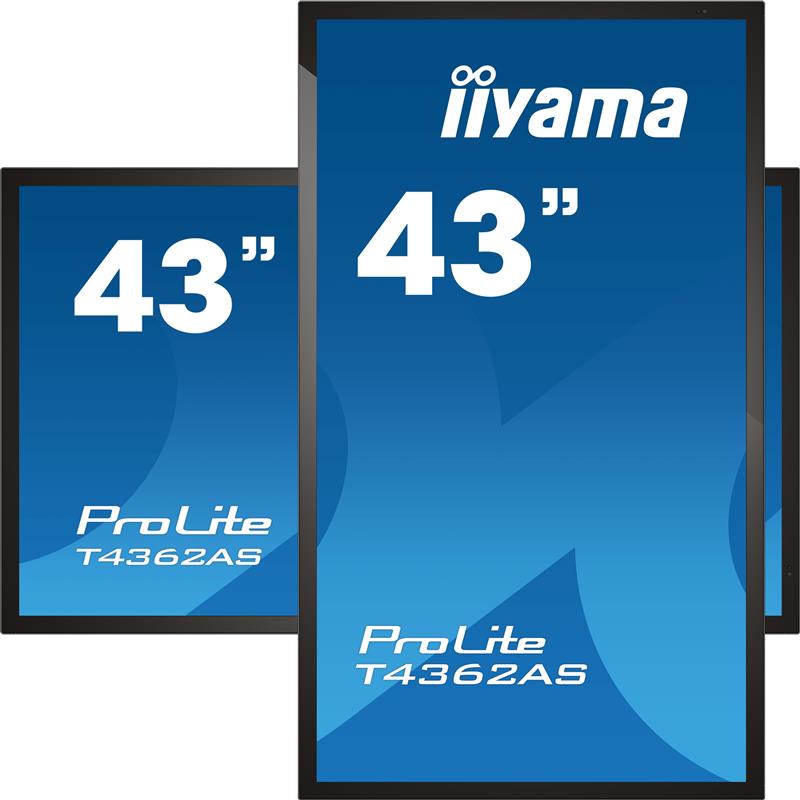 iiyama T4362AS-B1 beeldkrant Interactief flatscreen 108 cm (42.5"") IPS 500 cd/m² 4K Ultra HD Zwart Touchscreen Type processor Android 8.0 24/7