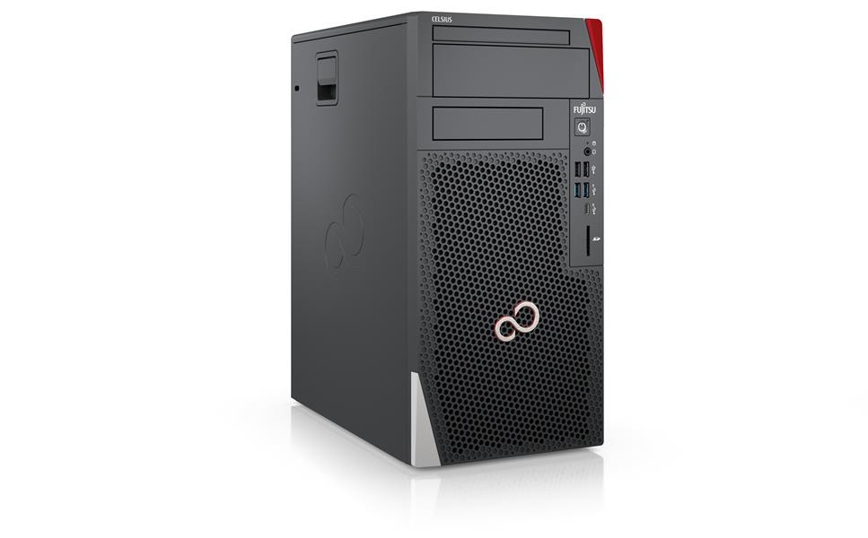 Fujitsu CELSIUS W5012 i9-12900K Desktop Intel® Core™ i9 32 GB DDR5-SDRAM 1024 GB SSD Windows 11 Pro Workstation Zwart, Rood