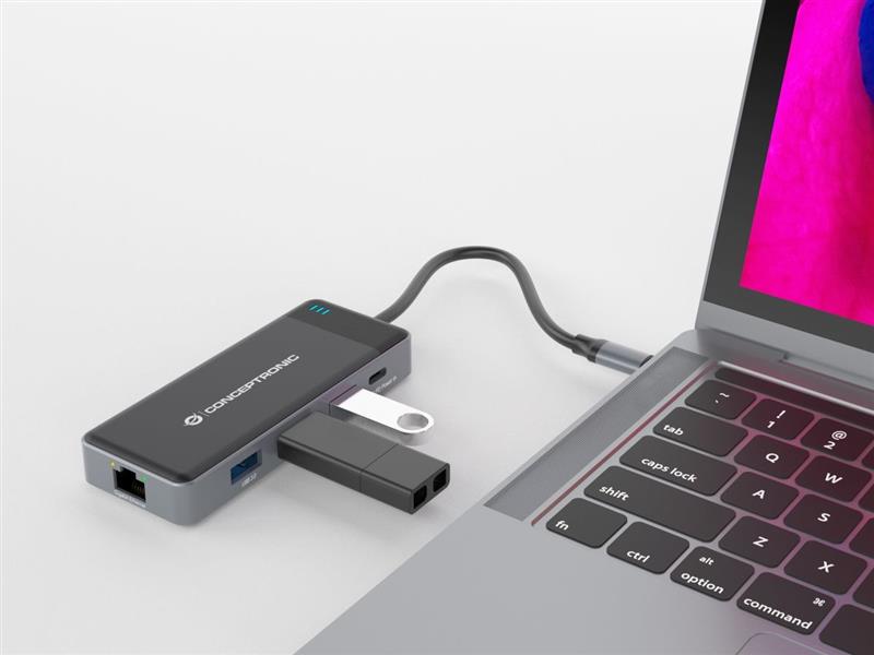 Conceptronic DONN14G notebook dock & poortreplicator Bedraad USB 3.2 Gen 1 (3.1 Gen 1) Type-C Grijs