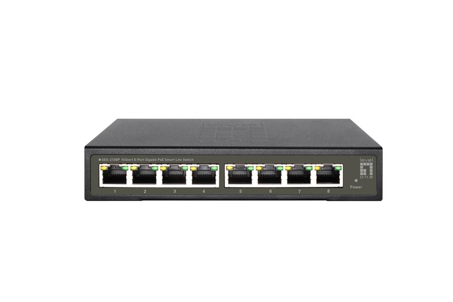 Levelone Hilbert 8-Port Gigabit PoE Smart Lite Switch 802 3at af PoE 8PoE Outputs 