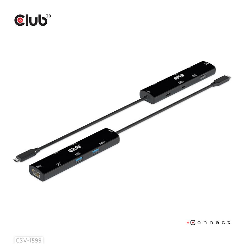 CLUB3D USB4™ Gen3x2 Type-C, 6-in-1 Hub with HDMI™ 8K60Hz or 4K120Hz, 2xUSB Type-A(10G), Ethernet RJ45(2.5G) and 2xUSB Type-C, 1x Data(10G) and 1xPD3.0