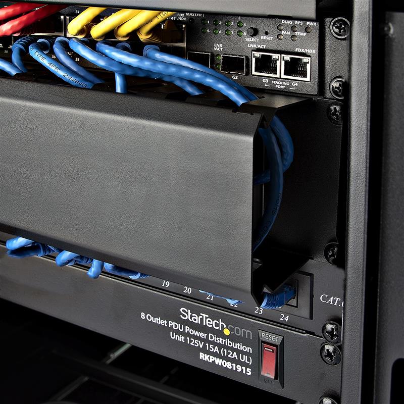 StarTech.com 2U Horizontale Kabelgoot met Deksel voor 19"" Server Rack - Vingergoot Kabelmanagement Paneel met Open Sleuven - Raceway Panel