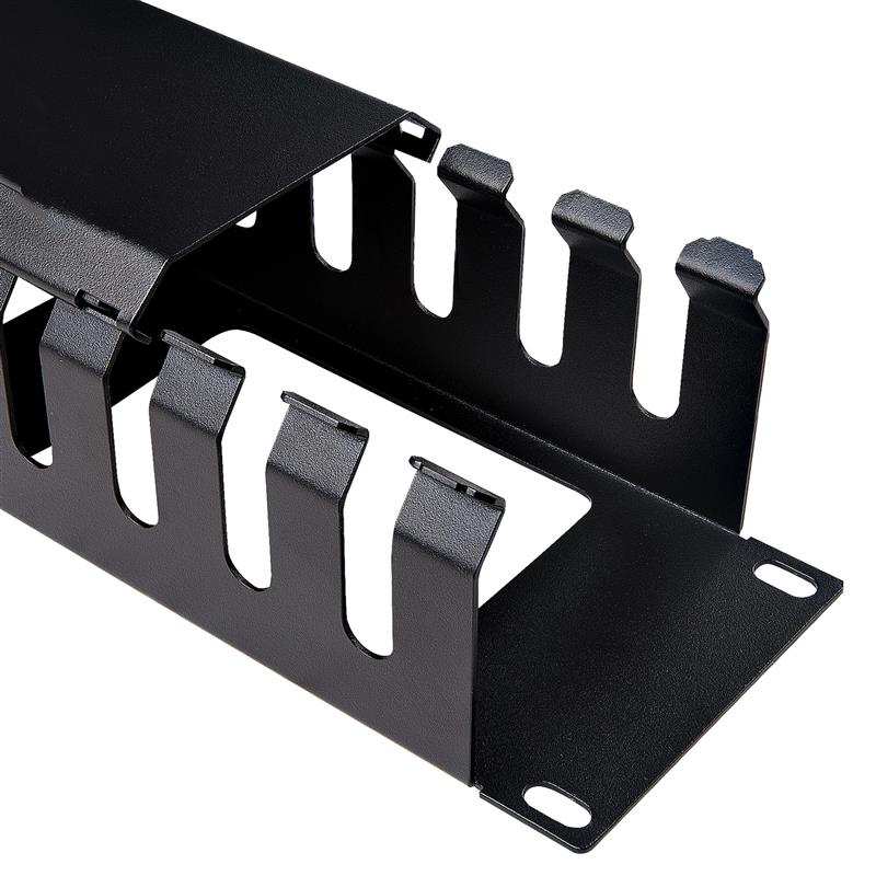 StarTech.com 2U Horizontale Kabelgoot met Deksel voor 19"" Server Rack - Vingergoot Kabelmanagement Paneel met Open Sleuven - Raceway Panel