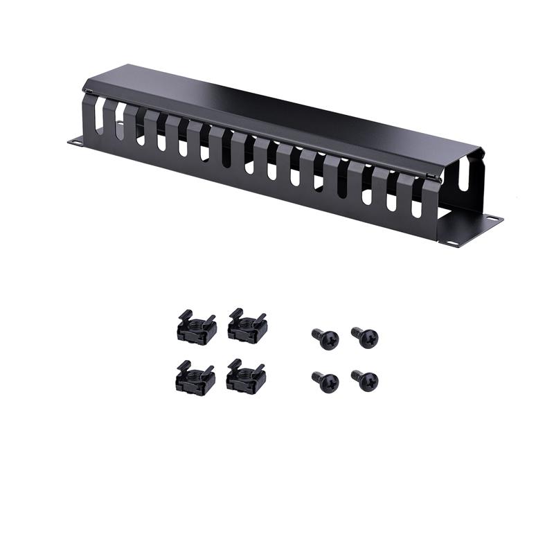 StarTech.com 2U Horizontale Kabelgoot met Deksel voor 19"" Server Rack - Vingergoot Kabelmanagement Paneel met Open Sleuven - Raceway Panel