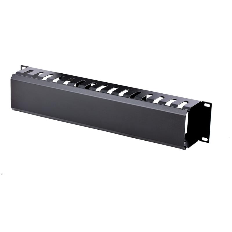 StarTech.com 2U Horizontale Kabelgoot met Deksel voor 19"" Server Rack - Vingergoot Kabelmanagement Paneel met Open Sleuven - Raceway Panel