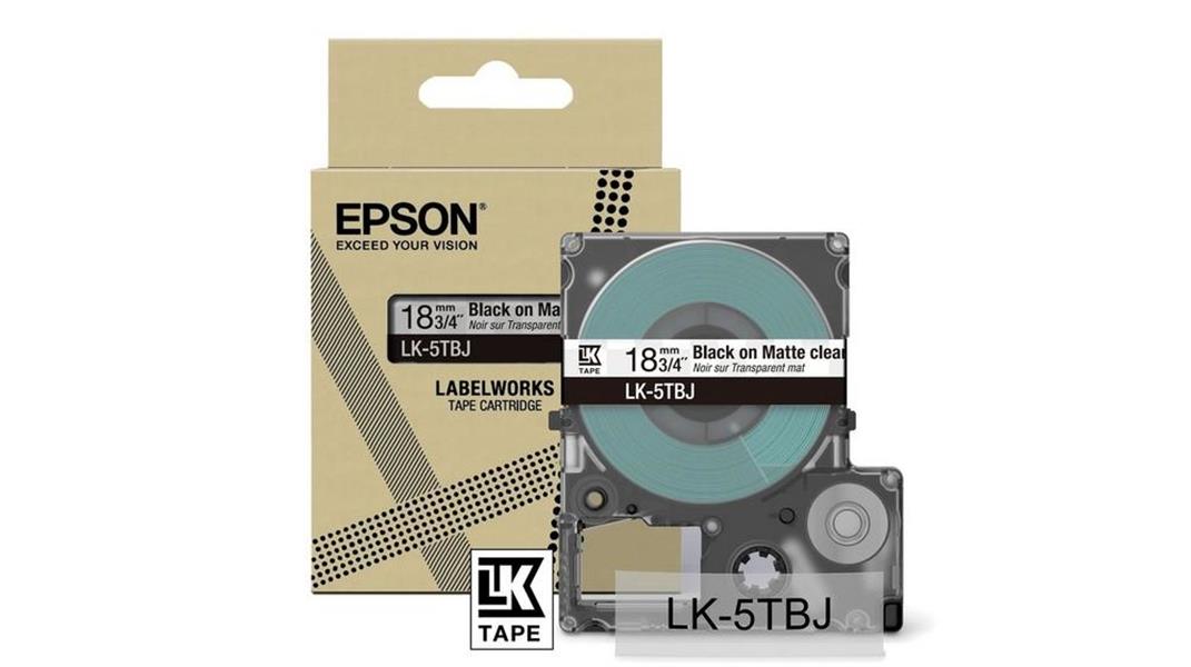 EPSON Matte Tape Clear Black 18mm 8m