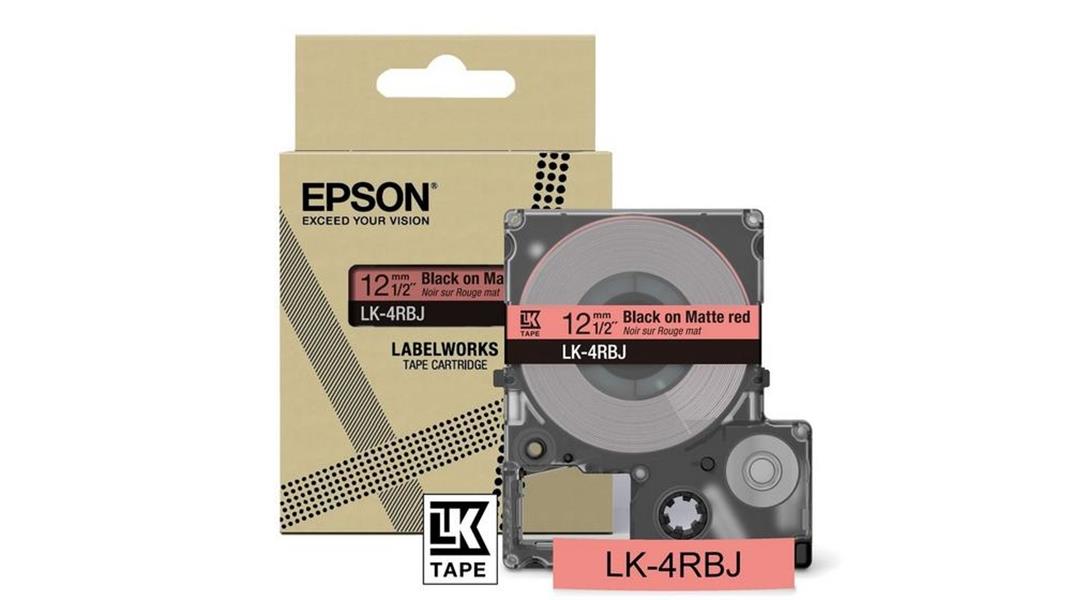 EPSON Matte Tape Red Black 12mm 8m