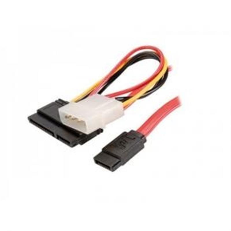 *ADJ SATA and Power Cable Molex -> SATA 7-Pin SATA Combi M F 1m Red