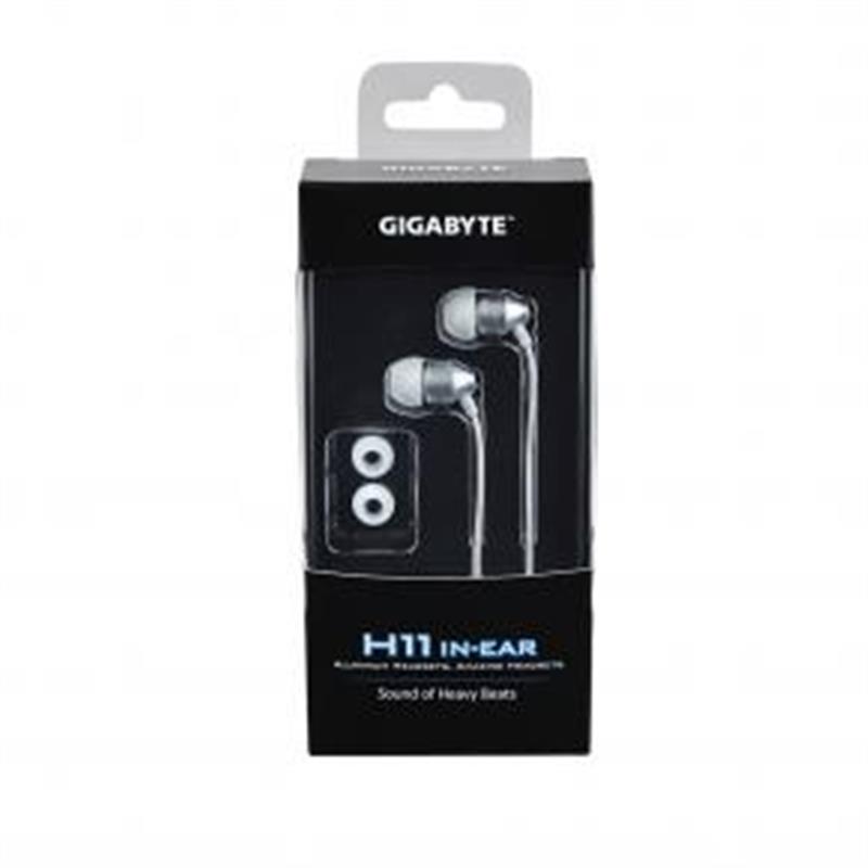 Gigabyte H11 hoofdtelefoon/headset Hoofdtelefoons In-ear Zilver, Wit