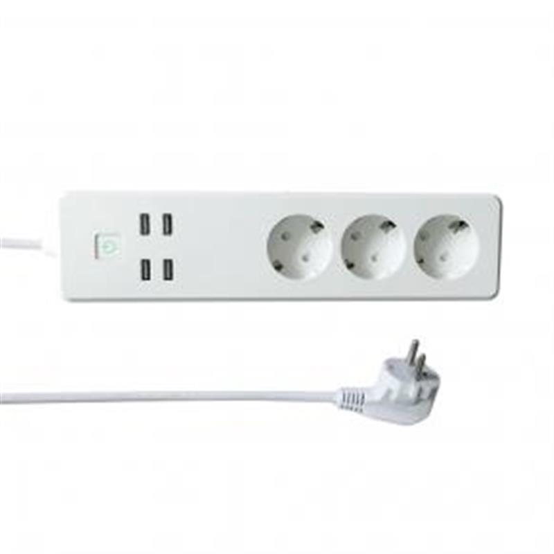 WOOX Smart Multi-plug slimme stekkerdoos 3x Schuko 4x USB Powered by TUYA White