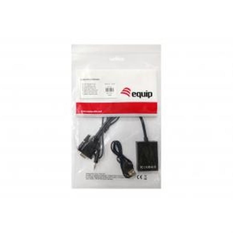 Equip 119038 video kabel adapter 0,2 m VGA (D-Sub) + 3.5mm DVI-D + USB Zwart