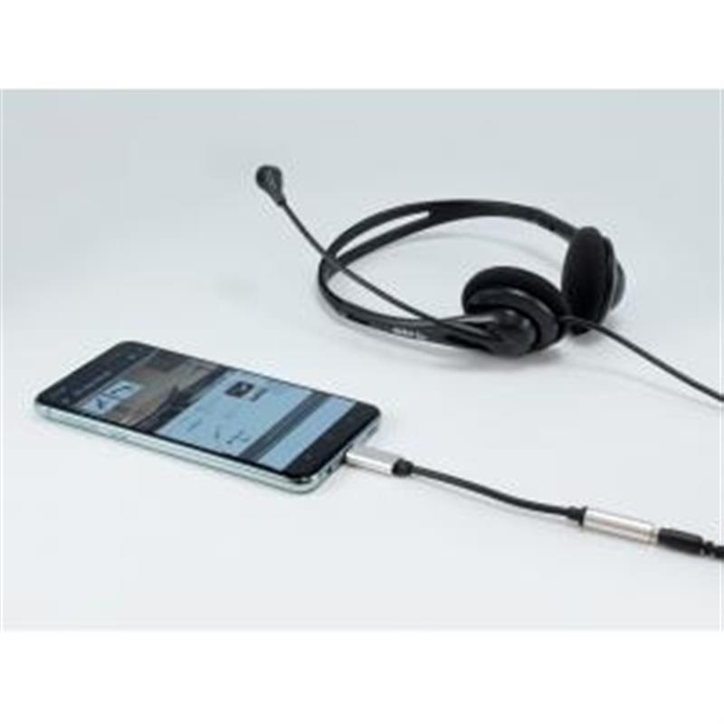 Equip 133474 mobiele telefoonkabel Zwart, Zilver 0,15 m USB-C 3,5 mm