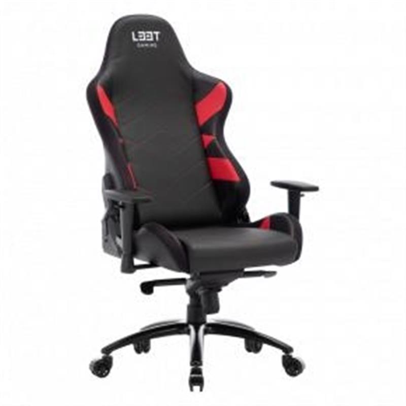 L33T Gaming Elite V4 Gaming Chair PU Black - Red decor Class-4 gas-lift Tilt recline
