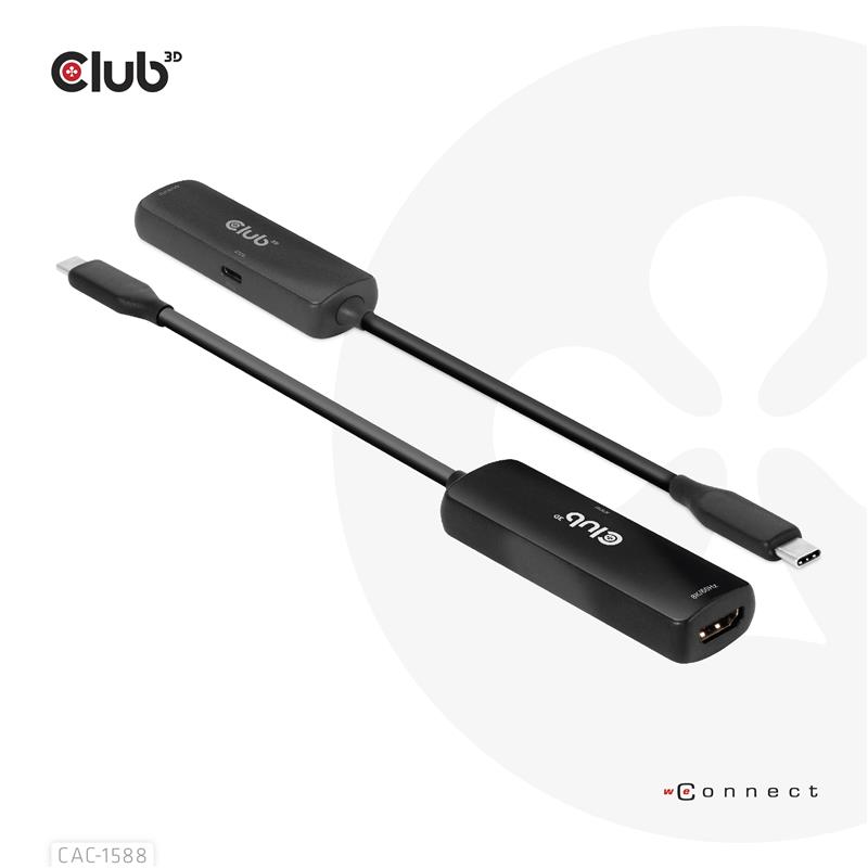 CLUB3D USB Gen2 Type-C to HDMI™ 8K60Hz or 4K120Hz HDR10+ with DSC1.2 with Power Delivery 3.0 Active Adapter M/F