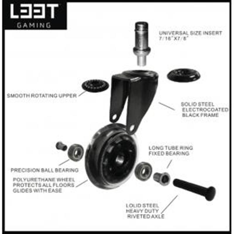 L33T Gaming 3inch Rubber Casters Black 5pcs