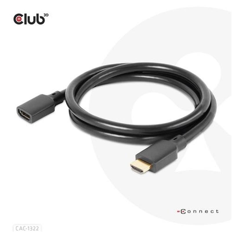 CLUB3D Ultra High Speed HDMI Extension Cable 4K120Hz 8K60Hz 48Gbps M/F 1 m / 3.28 ft 30AWG
