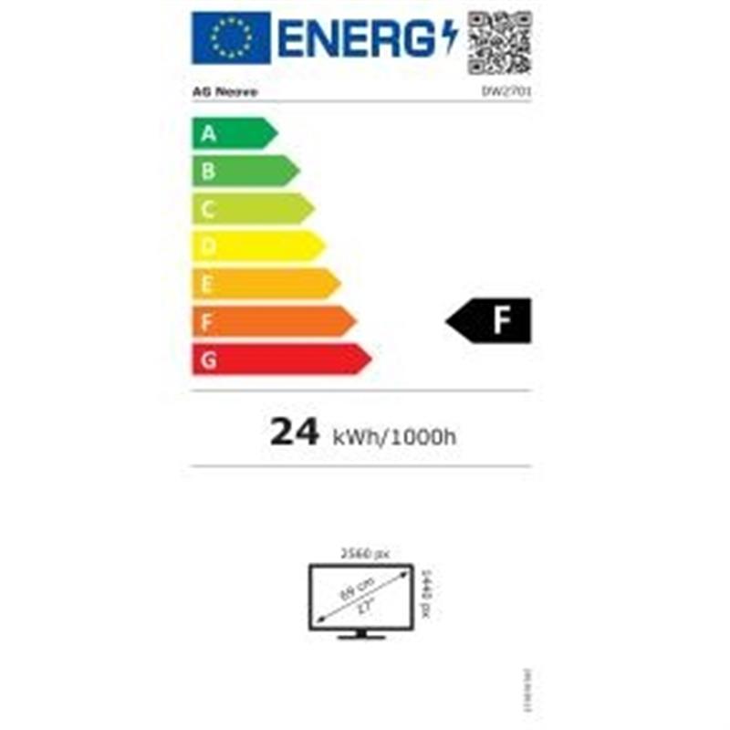 AG Neovo DW2701 68,6 cm (27"") 2560 x 1440 Pixels Wide Quad HD LED Zwart