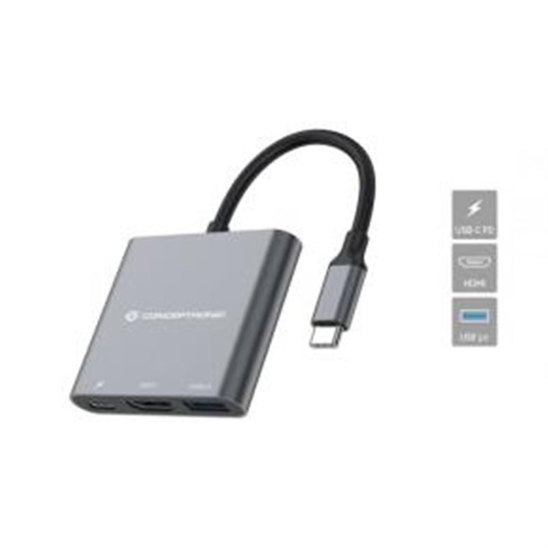 Conceptronic DONN01G interface hub USB 3.2 Gen 1 (3.1 Gen 1) Type-C 5000 Mbit/s Zwart, Grijs