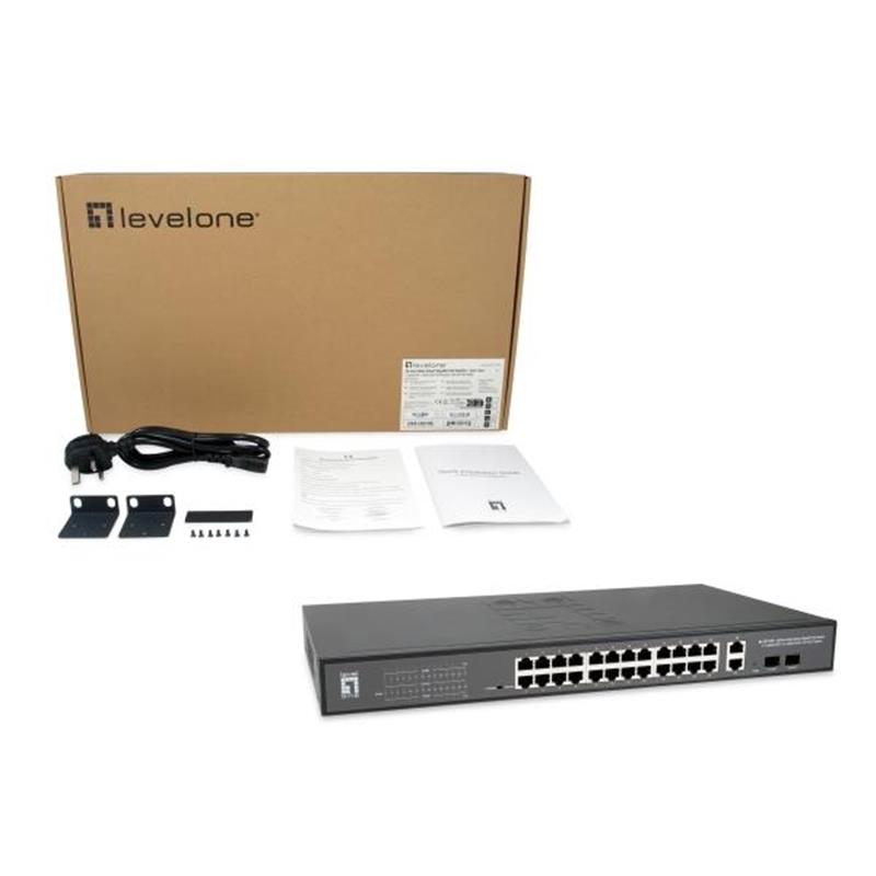 LevelOne GEP-2841 netwerk-switch Managed L2 Gigabit Ethernet (10/100/1000) Power over Ethernet (PoE) 1U Zwart