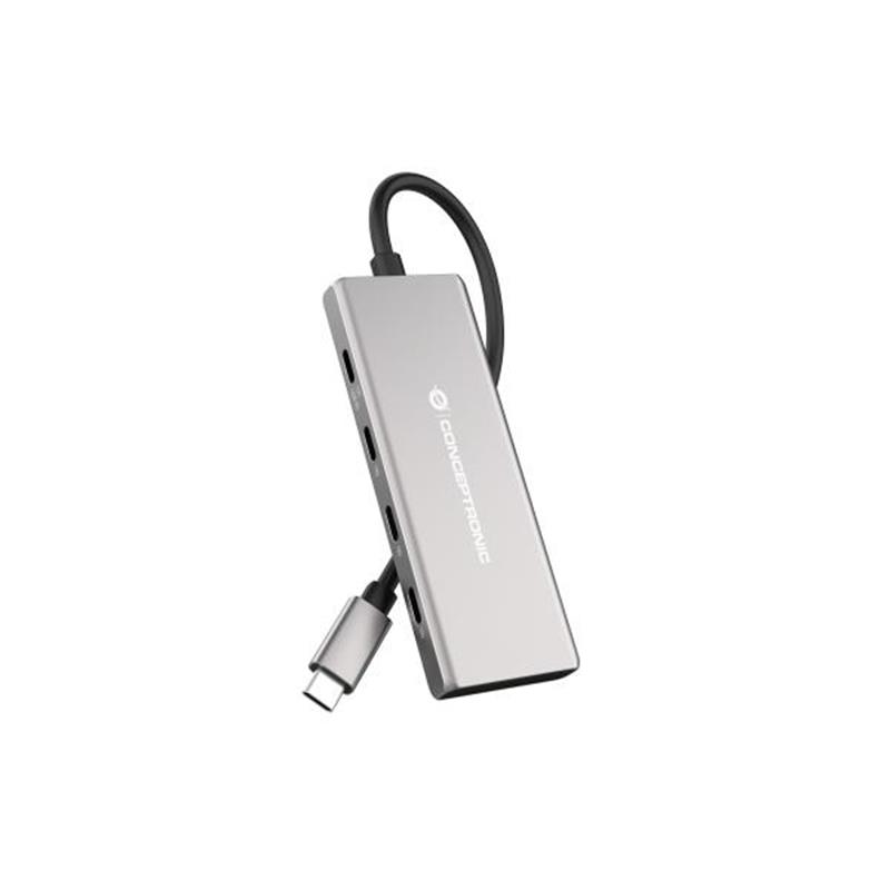 Conceptronic HUBBIES17G interface hub USB 3.2 Gen 2 (3.1 Gen 2) Type-C 10000 Mbit/s Grijs